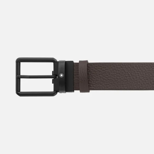 Cintura reversibile in pelle marrone/nera da 35 mm