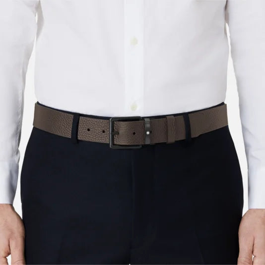 Cintura reversibile in pelle marrone/nera da 35 mm