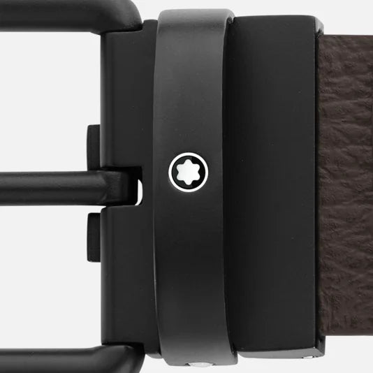 Cintura reversibile in pelle marrone/nera da 35 mm