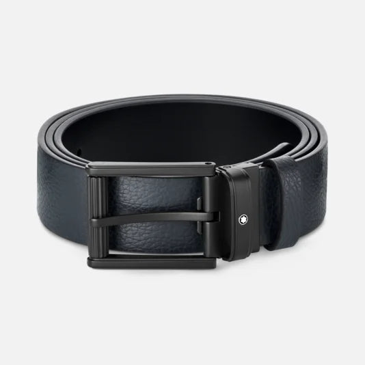 Cintura reversibile 35 mm in pelle blu/nera